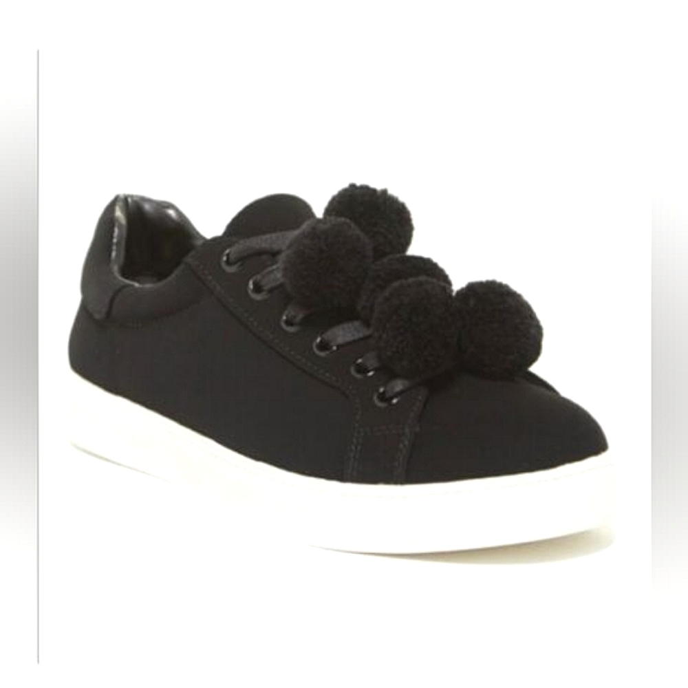 CIRCUS SAM EDELMAN Women's Black Canvas Pom Sneakers Size 8